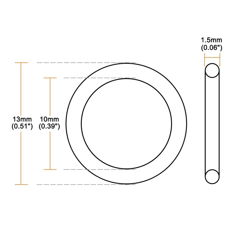 sourcing map Metric Nitrile Rubber O-Rings Seal 13 mm AD