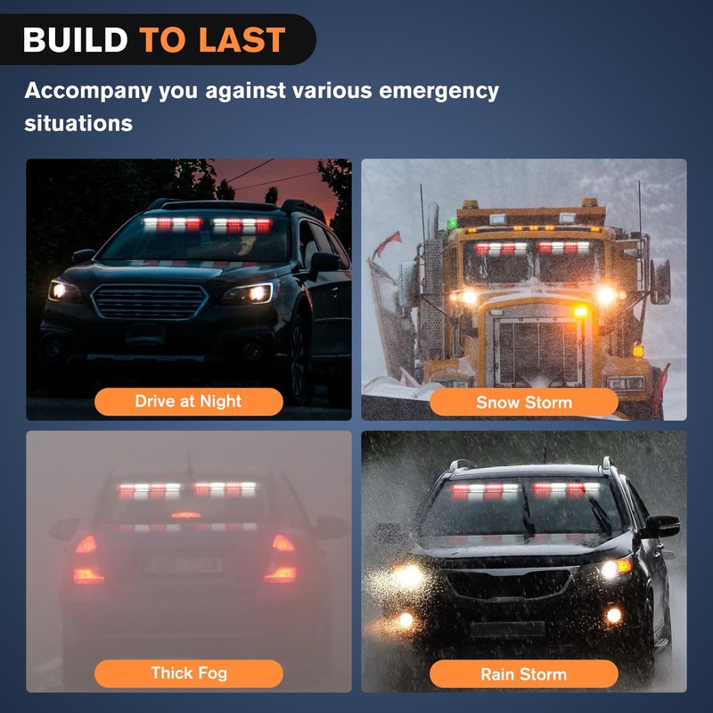 Nilight 32LED Red White Emergency Dash Strobe Lights with Controller