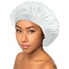 Beauty Town Luxury Wide Band Satin Bonnet Cap (White) by