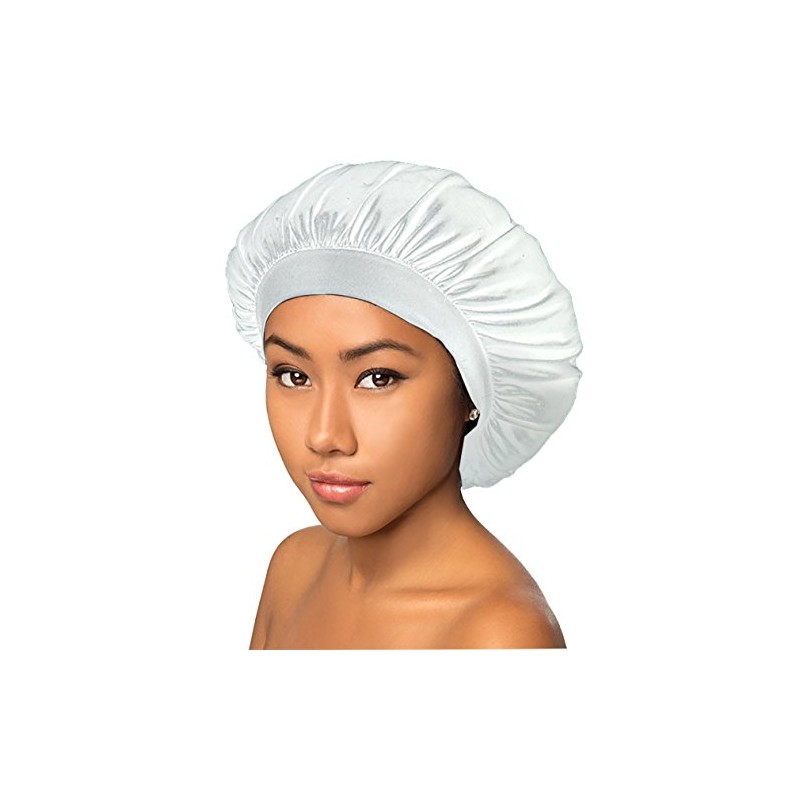 Beauty Town Luxury Wide Band Satin Bonnet Cap (White) by