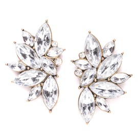 Happiness Boutique Women Statement Earrings in Silver | Large Stud Earrings in Neutral Colour with Flower Design nickel free