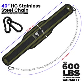 RDX Dip Belt for Weight Lifting, Heavy Duty 36 Inch Adjustable Steel Chain, Dipping Belt Chin Pull Ups Gym Training Bodybuilding Powerlifting Fitness Workout, 6” Padded Neoprene Back Support Men Women