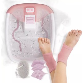 Homedics 홈메딕스 버블 블리스 디럭스 족욕 선물 세트 - 상쾌한 거품 3가지 마사지 부착물 부석 보습 힐 양말 및 [Standard] Homedics Bubble Bliss Deluxe Foot Soak Gift Set - Refreshing Bubbles with 3 Massage Attachments, Exfoliating Moisturizing Heel Socks and [Standard]
