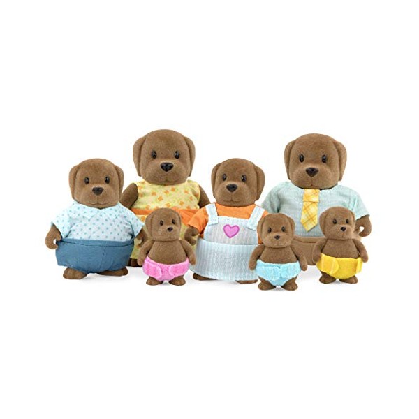Li'l Woodzeez WZ6723Z Large Grandparents Battat Wagadoodle Dog Family â 7pc Set with Miniature Figurines â Animal Toys and Accessories for Kids Age 3+