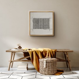 SIGNWIN Framed Canvas Print Wall Art Geometric Dark Black Gray Polygon Square Abstract Shapes Illustrations Modern Art Decorative Minimal Calm/Zen for Living Room, Bedroom, Office - 24"x24" Natural