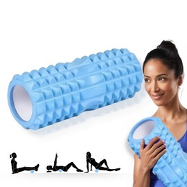 Fascia Roller with 3D Texture Massage, Foam Roller, Massage Roller for Legs, Back, Arms, 30 x 8 cm, Fascia Roller Spine for Releasing Muscle Tension, Foam Roller for Therapy, Fitness, Light Blue