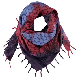 Semitic Tribes Spiral Red and Purple Tie Dye Sudra Jewish Scarf with fringes, Lightweight Woven Cotton Scarf, measuring 44x44 Inches