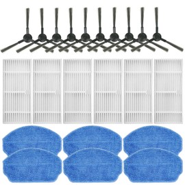 HUIZHEN Replacement Parts for MAMNV BR150/BR151, for ZCWA BR150/BR151, for MANVINS G20, for ONSON BR150/BR151, for GTTVO BR150/BR151 2-in-1 Robot Vacuum and Mop Combo, 10 Side Brush, 6 Filter, 6 Mop