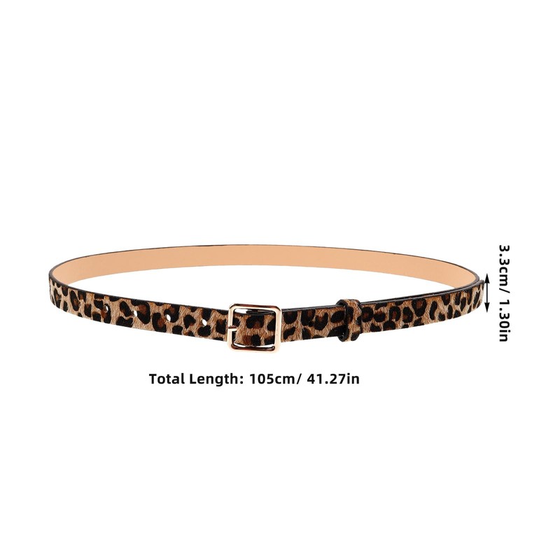 PACKOVE Belt with Leopard Print Leather Belt with Animal Pattern