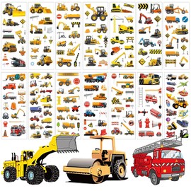 3D Stickers Children, 14 Sheets Car Digger Stickers for Children and Toddlers, Puffy 3D Vehicle Tractor Stickers Set for Children Reward Stickers Party Children's Birthday Party Favours Party Bags