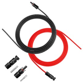WBGADAM 10AWG Solar Extension Wire 50FT 6mm² Solar Extension Cable Male and Female Connectors, for Solar Systems, Car, RVs, and Boats (50FT Red + 50FT Black)