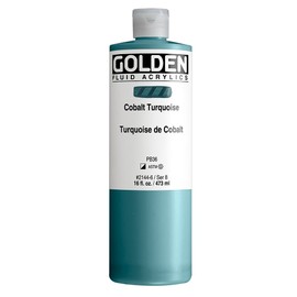 GOLDEN Fluid Acrylics, Cobalt Turquoise, 16 fl. oz. Bottle, Professional Acrylic Paint, Semi-Opaque