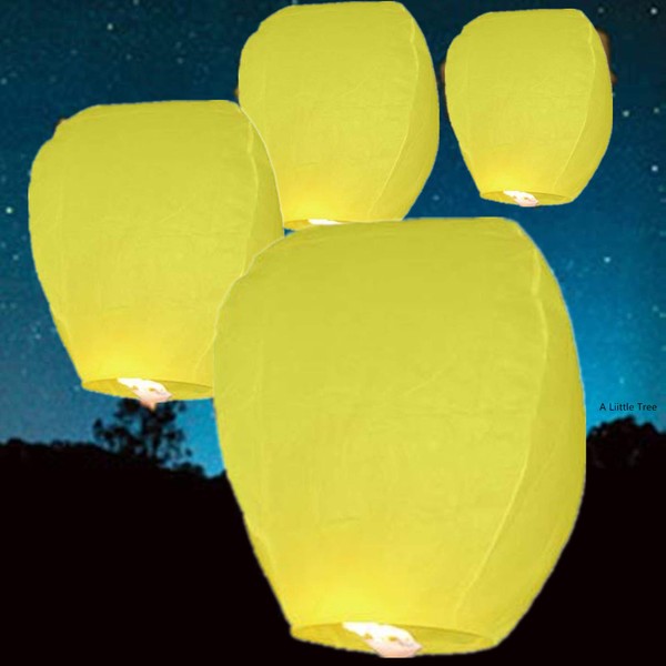 A Liittle Tree- 20 Eco-friendly Chinese Flying Sky Lanterns (Yellow)