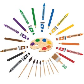 IARTTOP Colorful Art Supplies Crayon Wall Decal, Watercolor Artistic Things Crayons Pigment Pens Wall Sticker for Drawing Room Classroom Art Room Decorations