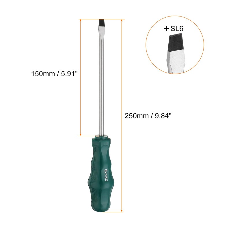 sourcing map SL6 Flat Head Screwdriver 9.8" Magnetic Slotted Screwdrivers