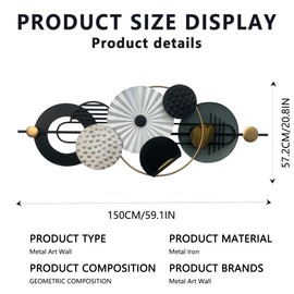 Large Metal Wall Decor Modern Metal Wall Art 3D Wall Sculptures Handmade Wall Hanging Decoration for Living Room Dinning Room Bathroom Entryway Kitchen Office (59''Lx23''W)