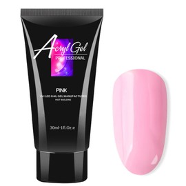 PhantomSky Nail Glue Gel for Acrylic Nails, 30ML Long Lasting Super Strong Bonding Gel Glue for False Nail & Press on Nails, Solid Gel Polish Nail Art Manicure Glue Gel Nail Repair Treatment, 3 Pink