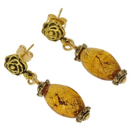 Glass Of Venice Murano Glass Antico Tesoro Olives Earrings - Golden Brown