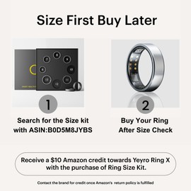 Yeyro Ring X, Lightest Smart Ring, HRV Monitoring, Sleep Monitoring, Heart Rate, Blood Oxygen, Steps, Calories, and Temperature Monitoring (Silver, US-10)