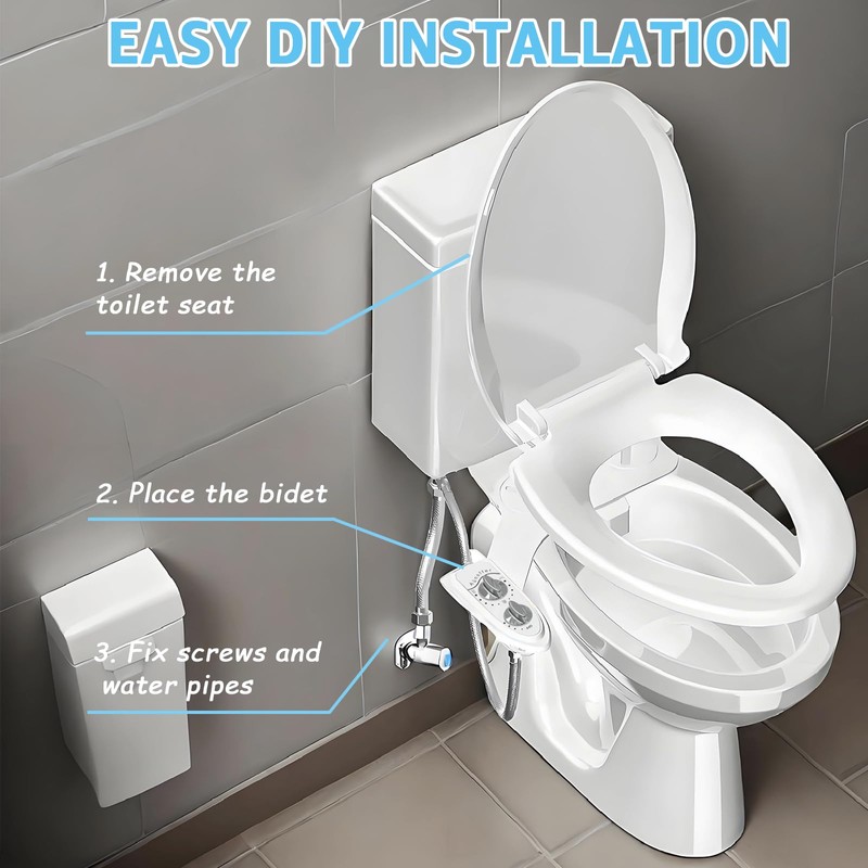 Aünsffer Bidet Toilet Attachment,Non-Electric 3 Wash Modes, Adjustable Water Pressure,