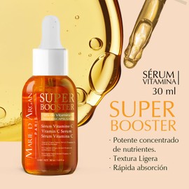 Marie d’Argan Sérum Vitamina C Nanoencapsulada al 10% Super Booster 30 ml con Ácido Hialurónico, Retinol (Vitamina A) y Colágeno Vegetal, anti manchas, antiedad. Ilumina, reafirma e hidrata.