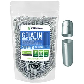 XPRS Nutra Cápsulas vacías tamaño 2 – 1000 cápsulas vacías de gelatina – Cápsulas Express vacías de píldoras – Relleno de cápsula de suplemento DIY – Cápsulas de gel de color rellenables (plata)