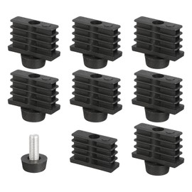sourcing map 8 Set Leveling Feet, M6x10x30mm Plastic Adjustable Furniture Leg Leveling Square Tube Insert Screw-in Glide Levelers for Table Chair Furniture, Black