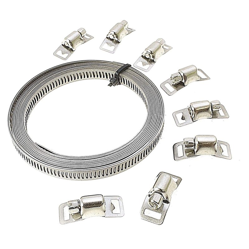 Toolzone 8Pc Stainless Steel Hose Clamp Clip Kit