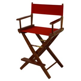 American Trails Extra-Wide Premium 24" Director's Chair Mission Oak Frame with Red Canvas, Counter Height