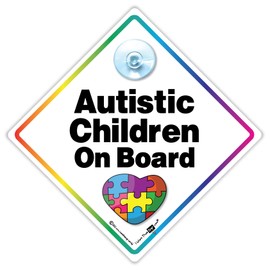 Autism Car Sign for Kids Autism Car Sign Autism Car Sign Autism Baby Car Sign Autism Puzzle Heart High Visibility Vehicle Sign 14x14cm