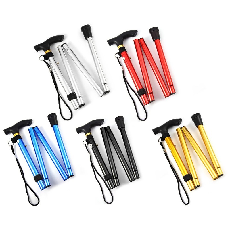 Comfkey Folding Lightweight Walking Stick - Adjustable Aluminum Metal Collapsible