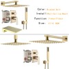 SR SUN RISE Brushed Gold Shower Faucet Set System Rainfall