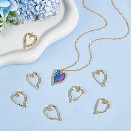 UNICRAFTALE 10pcs Open Backs Bezel Pendant Real 18K Gold Plated Heart Frame Pendant Blanks Charms Resin Molds for Valentine Gifts Jewelry Findings Resin Pressed Flower Necklace Bracelet Accessories