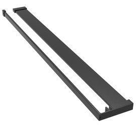 vidaXL Aluminum Shower Shelf for Walk-in Shower Wall – Black, Lightweight, Wall-Mounted with Towel Holder, Minimalist Design, Easy Assembly, Fits Various Glass Thicknesses