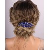 Lenjicons Sparkling Blue Rhinestone Hair Comb Silver Wedding Hair Accessories