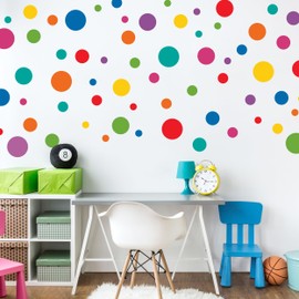 Rainbow Polka Dot Wall Decal Set | Set of 67 Polka Dots