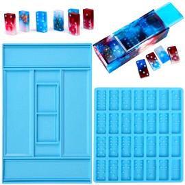 DoreenBow Dominoes Storage Box Resin Molds,Resin Molds Domino,Silicone Molds Dot Dominoes Silicone Molds,Domino Epoxy Resin Molds,DIY Craft Tool,Domino Game Silicone Molds