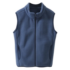 Happy Cherry Fleece Vest Kids Sleeveless Warm Vest Boys Girls Breathable Outwear Kids Autumn Winter Jacket Top, azure blue