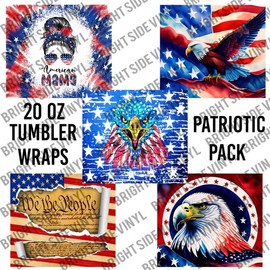 Tumbler Wrap Patriotic Pack (5 Wraps) - Size: 20 oz, Material: Adhesive Vinyl