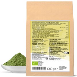 LINEAVI Barley Grass Powder Organic 1000 g, Finely Ground Barley Grass in Organic Quality, Mild, Hay-like Taste with Fresh Aroma