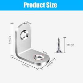 L Bracket Corner Brace, Stainless Steel L Brackets, Metal Corner Bracket, Small Right Angle Bracket for Wood Furniture Chair Drawer Cabinet with Screws. (Sytle 1, 120pcs)