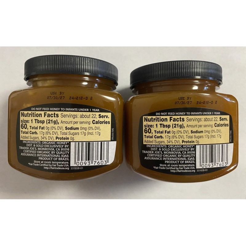 Trader Joe's 2 Bottles New Trader Joe's Organic Raw Grade