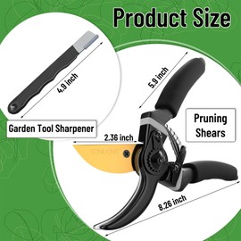 Pruning Shears for Gardening,Garden Shears,Garden Clippers,Gardening Shears,SK5 Steel Hand Pruners,Garden Scissors Heavy Duty Tool with Soft Cushion Grip Handle and Sharpening stone