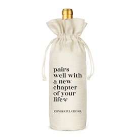 TBITON New Job Gifts, Farewell Gifts for Coworkers,New Beginning Gifts, Wine Gift Bags Going Away Gift for Friends Coworker Boss, Pairs Well With A New Chapter of Your Life (Beige-NEW JOB02)