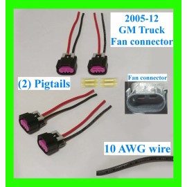 ACDelco (OE) x2 GM Chevy Truck 2005-12 Electric Fan Pigtail Connector Switch Harness 10 AWG