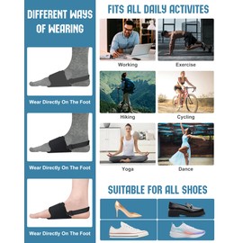 Arch Support Braces for Plantar Fasciitis Soothing, 2 Pack Arch Support Sleeves with Adjustable Compression Band Non-Slip Arch Support Inserts for Flat Feet High & Fallen Arch Unisex Black (M)