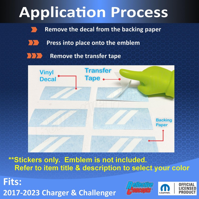 Reflective Concepts Hash Rhombus Center Cap Overlay Decals- 2017-2023 Charger