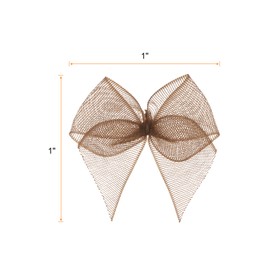 sourcing map 50 Pcs Mini Chiffon Ribbon Bow 1" Mini Fabric Satin Ribbon Flower Bows for Craft DIY Sewing Wedding Birthday Party Brown