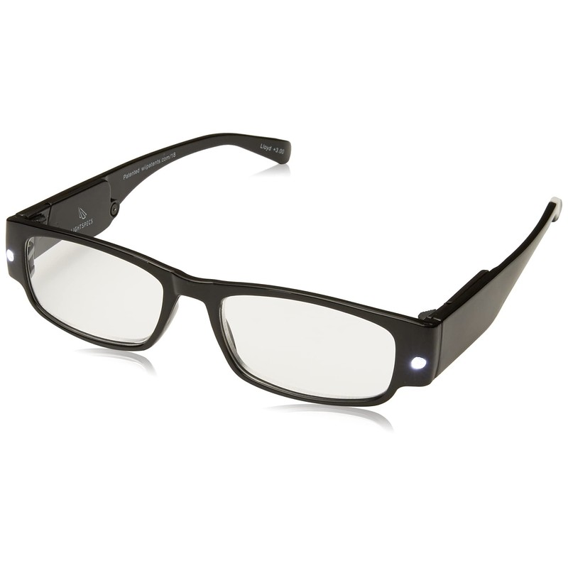 Foster Grant Mens Lloyd Lightspecs Lighted Glasses Reading, Black/Transparent, 59
