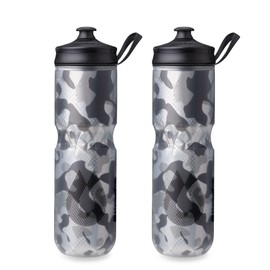 HydraPak | Polar Bottle - Polar Sport Insulated Water Bottle 2-Pack - BPA-Free, Sport & Bike Squeeze Bottle with Handle (Contender Black, 700ml / 24oz)